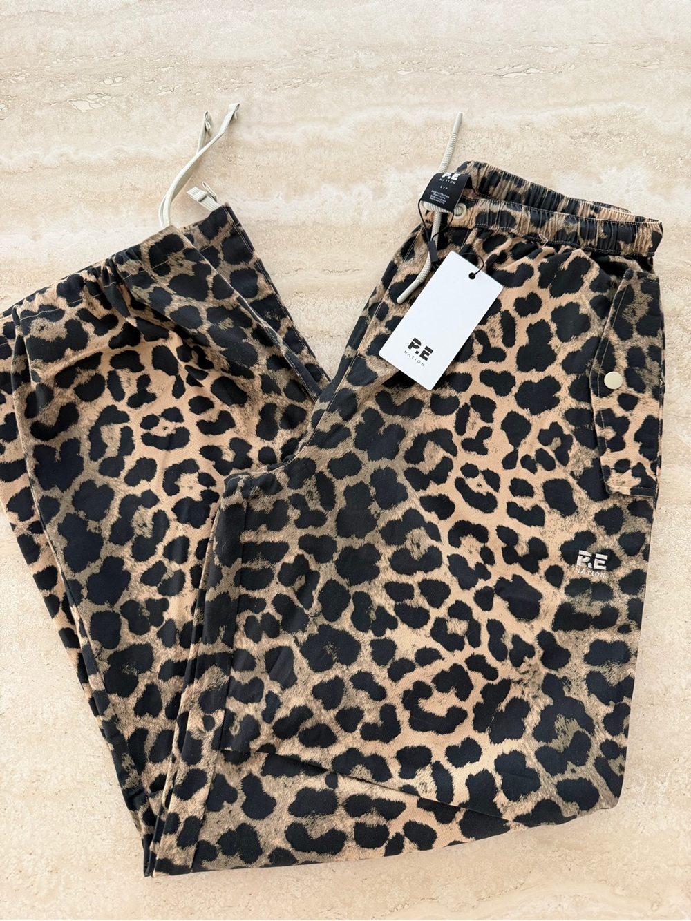 P.E Nation Leopard Print Joggers - Brown/Black
